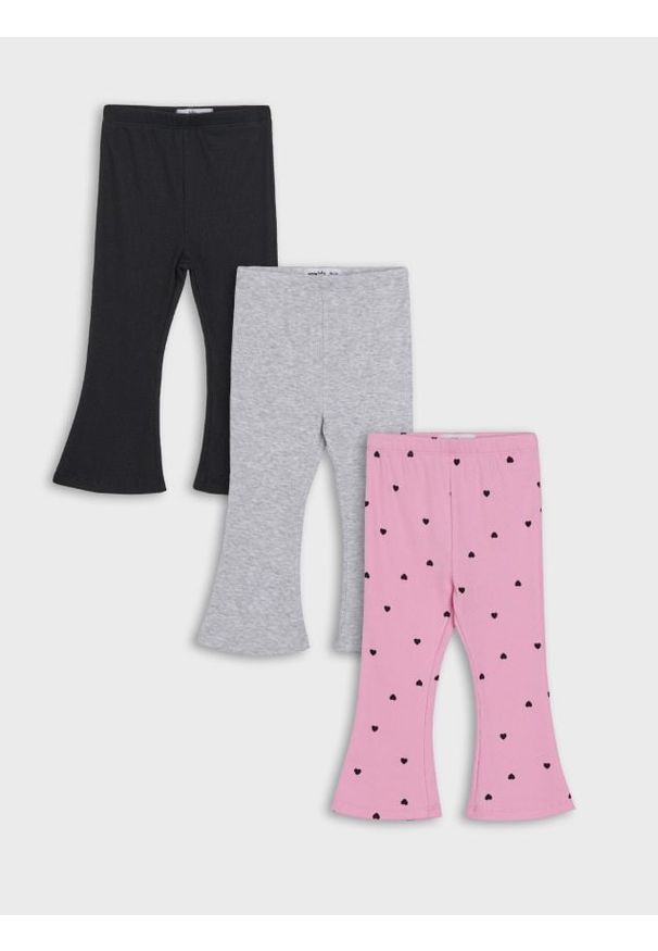 Sinsay - Bawełniane legginsy flare 3 pack - różowy. Kolor: różowy. Materiał: bawełna
