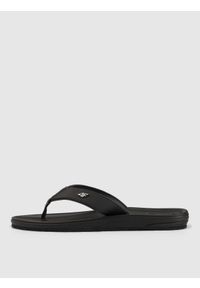 4f - 4F Japonki męskie - czarne 40. Okazja: na co dzień, na spacer, na plażę. Kolor: czarny. Materiał: materiał, guma, skóra. Wzór: paski. Sezon: lato. Styl: sportowy, casual #1