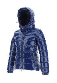 HERNO - Niebieska pikowana kurtka z paskiem. Kolor: niebieski #5