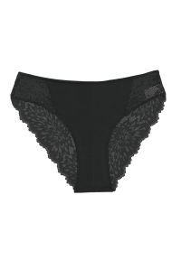 Intica - Figi koronkowe eleganckie z delikatnego materiału Charmaine. Kolor: czarny. Materiał: materiał, koronka. Wzór: koronka