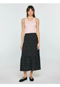 Big-Star - Spódnica damska midi z wiskozy z motywem kwiatowym czarna Vendi 906. Kolor: czarny. Materiał: wiskoza. Wzór: kwiaty. Styl: elegancki, klasyczny #3