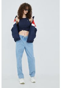 Tommy Jeans kurtka damska kolor granatowy zimowa. Kolor: niebieski. Materiał: puch, poliester. Sezon: zima