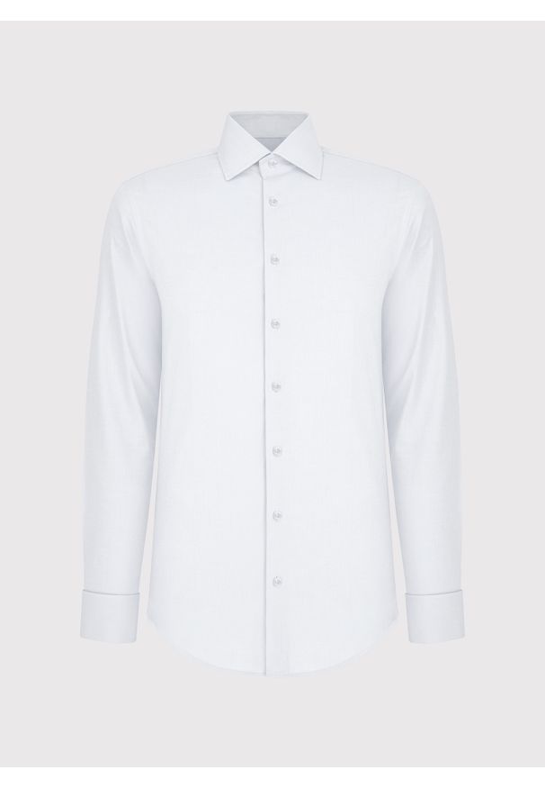Pako Lorente - PAKO LORENTE – Biała bawełniana koszula męska na spinki. Kolor: biały. Materiał: bawełna. Długość rękawa: długi rękaw. Długość: długie