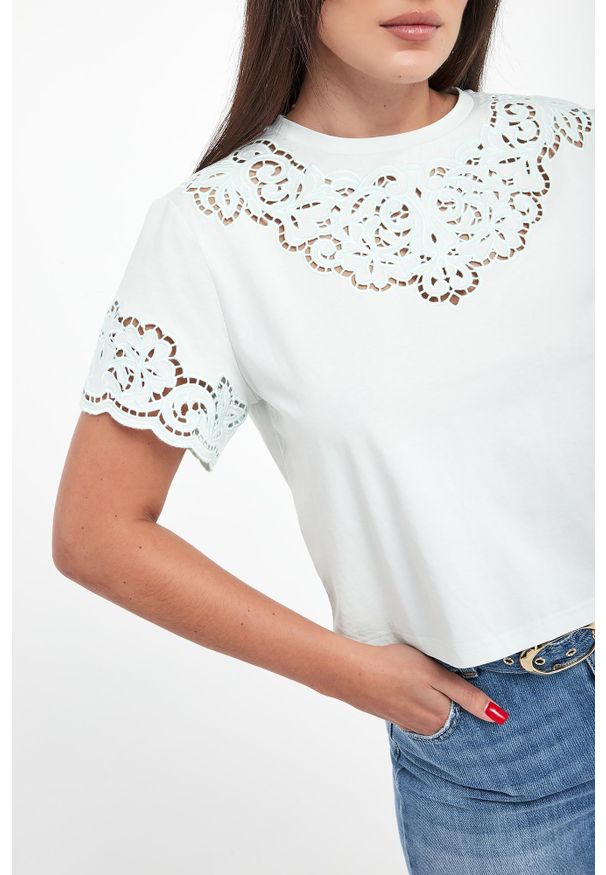Twinset Milano - T-shirt damski ażurowy TWINSET. Wzór: ażurowy