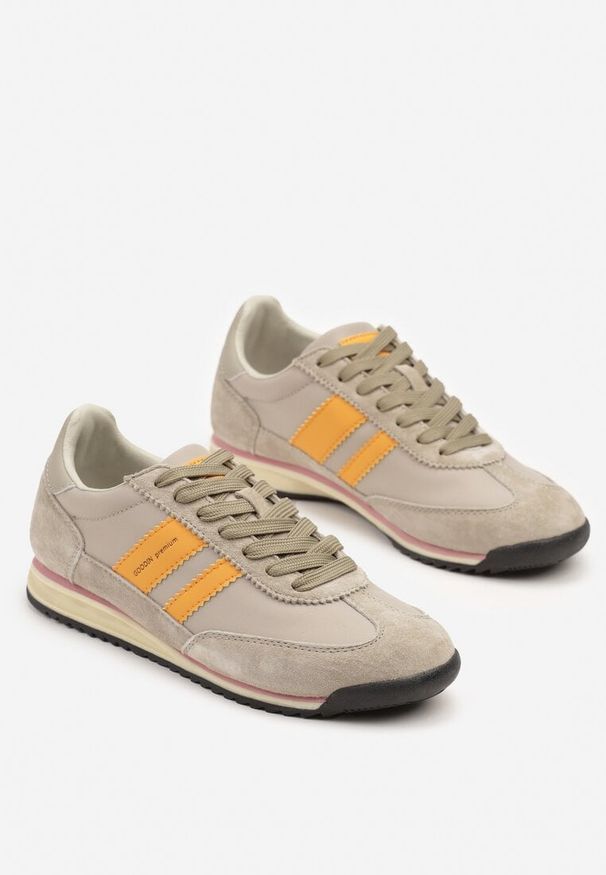 Born2be - Beżowe Sneakersy Klasyczne Tenisówki ze Skórzaną Wkładką i Zamszem Naturalnym Tilritia. Okazja: na co dzień. Kolor: beżowy. Materiał: skóra, zamsz. Szerokość cholewki: normalna
