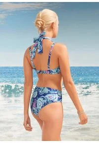 Bikini bandeau (2 części) bonprix niebieski paisley. Kolor: niebieski. Wzór: paisley #6