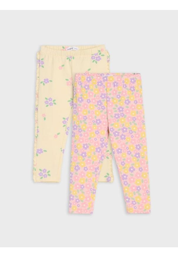 Sinsay - Legginsy z motywem w kwiaty 2 pack - kremowy. Kolor: kremowy. Wzór: kwiaty