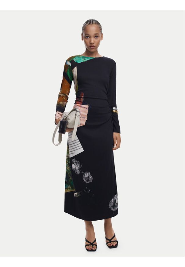 Desigual Sukienka codzienna Fiona 25WWVW08 Czarny Slim Fit. Okazja: na co dzień. Kolor: czarny. Materiał: wiskoza. Typ sukienki: proste. Styl: casual