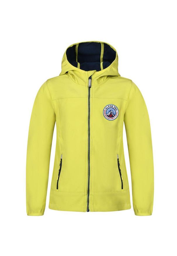 ALPINE PRO - Kurtka Softshell Alpine Pro Omano dla dzieci 140-146. Kolor: zielony. Materiał: elastan, poliester. Sezon: wiosna, jesień. Styl: sportowy