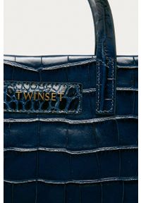 TwinSet - Twinset - Torebka skórzana. Kolor: niebieski. Materiał: skórzane. Rodzaj torebki: na ramię #4