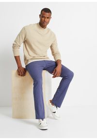 bonprix - Spodnie chinosy regular fit z elastyczną gumką w talii i paskiem, straight. Kolor: niebieski #2