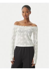 Adidas - adidas Bluzka Lace Bardot KE3458 Biały Slim Fit. Kolor: biały. Materiał: syntetyk #1