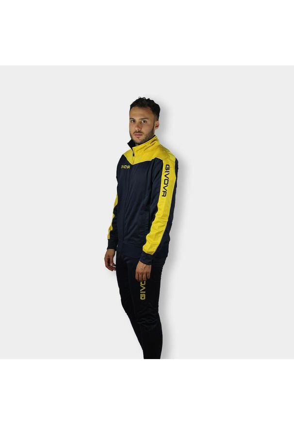 Zestaw Sportowy Unisex Givova Roma 4XL - Niebieski i Żółty Oddychający. Kolor: wielokolorowy, niebieski, żółty. Materiał: dresówka, materiał. Sport: piłka nożna, fitness