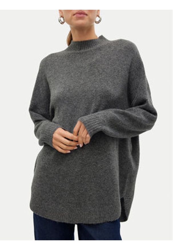 Vero Moda Sweter Plaza 10290784 Szary Loose Fit. Kolor: szary. Materiał: syntetyk
