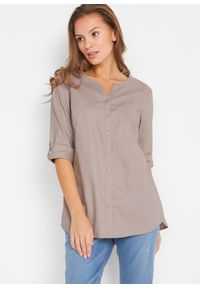 bonprix - Bluzka z domieszką lnu i rękawami 3/4. Kolor: szary. Materiał: len #1