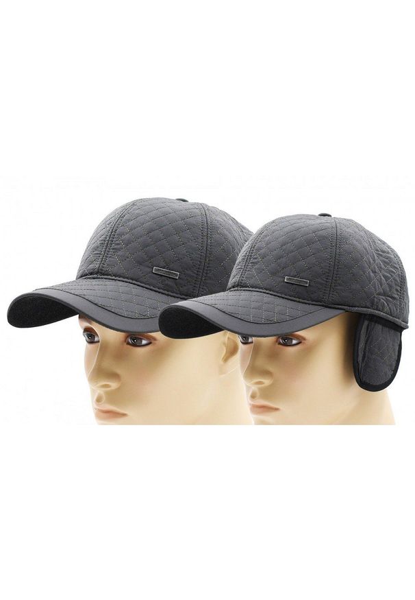 Czapka Szara z Daszkiem, z Nausznikami, Pikowana, Jesienno-Zimowy -Pako Jeans. Kolor: szary. Materiał: bawełna, poliester. Sezon: jesień, zima