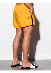 Ombre Clothing - Kąpielówki męskie W251 - żółte - XL. Kolor: żółty. Materiał: poliester. Wzór: aplikacja #2
