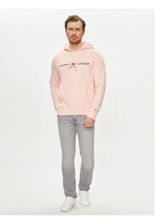 TOMMY HILFIGER - Tommy Hilfiger Bluza Logo MW0MW11599 Różowy Regular Fit. Kolor: różowy. Materiał: bawełna, syntetyk