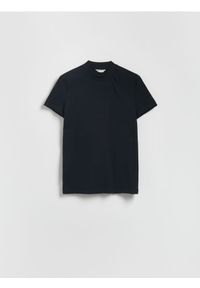 Reserved - Bawełniany t-shirt slim fit - czarny. Kolor: czarny. Materiał: bawełna
