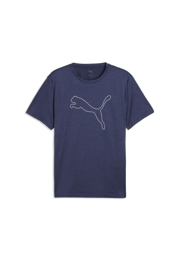 Puma - Męska melanżowa koszulka TAD ESSENTIALS z logo Cat PUMA. Kolor: niebieski. Wzór: melanż. Sport: fitness