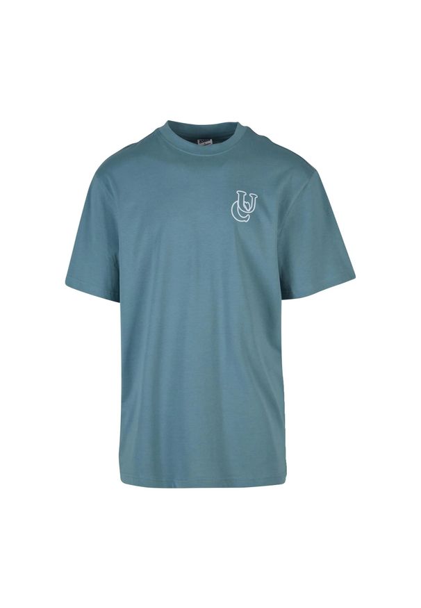 Urban Classics - Koszulka Męska Shiny Logo Tall. Kolor: niebieski. Sport: turystyka piesza