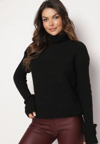 Born2be - Czarny Klasyczny Golf Ertina. Okazja: na co dzień. Typ kołnierza: golf. Kolor: czarny. Materiał: jeans. Długość rękawa: długi rękaw. Długość: długie. Wzór: aplikacja. Styl: klasyczny #7