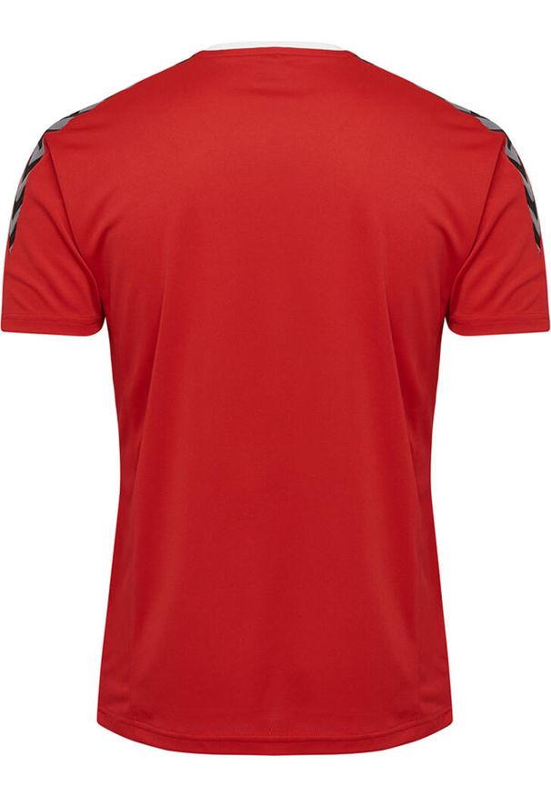 Koszulka poliestrowa Hummel Authentic Kids Poly Jersey S/S czerwona. Kolor: czerwony, różowy, wielokolorowy. Materiał: jersey, poliester