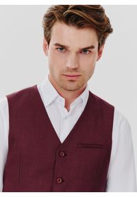 Pako Lorente - PAKO LORENTE – Gładka jednorzędowa kamizelka męska. Materiał: poliester, elastan, wiskoza. Wzór: gładki #7