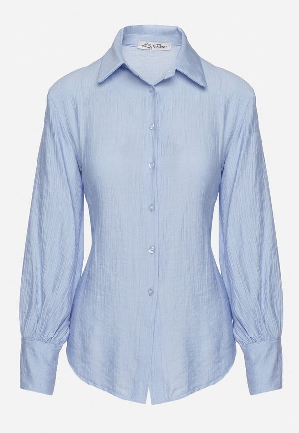 Born2be - Niebieska Koszula z Usztywnionymi Ramionami Ozdobiona Sznurkiem Meroriela. Okazja: na co dzień. Kolor: niebieski. Materiał: jeans. Długość rękawa: długi rękaw. Długość: długie. Wzór: aplikacja. Styl: elegancki, casual