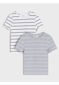 Sinsay - Prążkowana koszulka w paski 2 pack - wielobarwny. Materiał: prążkowany. Wzór: paski #1