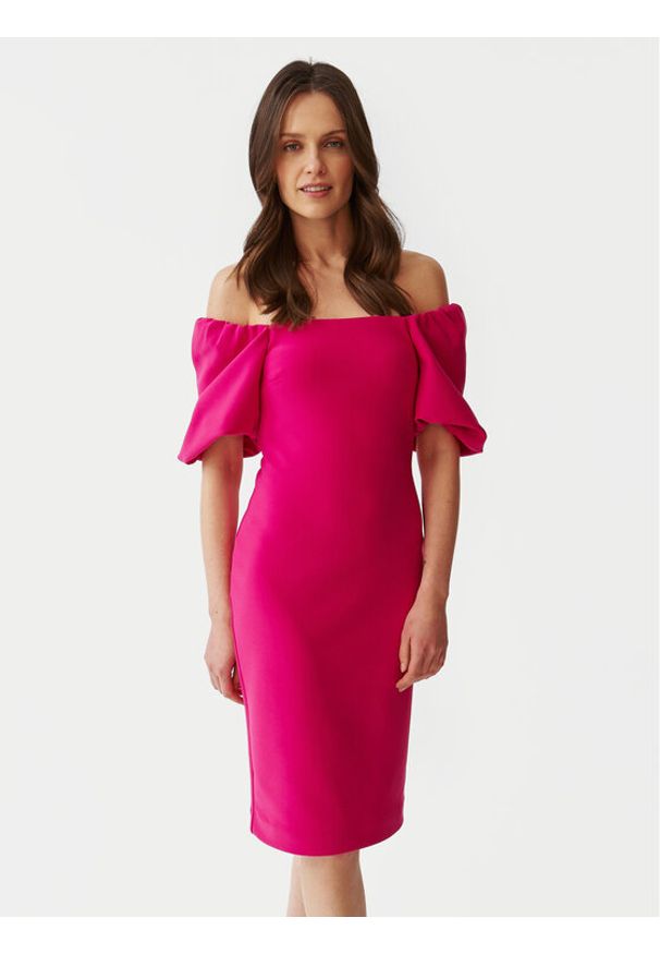 Tatuum Sukienka koktajlowa Semiko T2406.195 Różowy Slim Fit. Kolor: różowy. Materiał: syntetyk. Styl: wizytowy