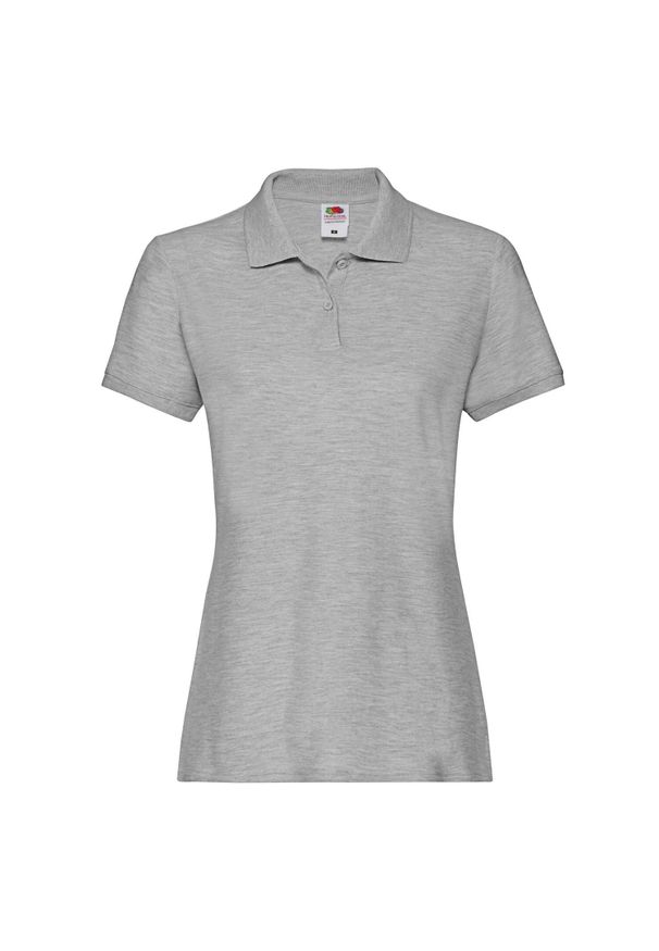 FRUIT OF THE LOOM - Damska Koszulka Polo Premium Plain. Typ kołnierza: polo. Kolor: szary