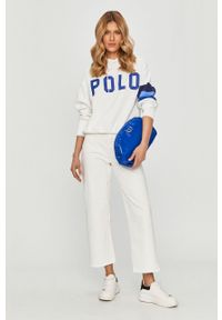 Polo Ralph Lauren - Bluza. Typ kołnierza: polo. Kolor: biały. Materiał: bawełna, poliester, dzianina. Wzór: nadruk #3