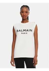 Balmain Top CF1ED001BB02 Biały Relaxed Fit. Kolor: biały. Materiał: bawełna