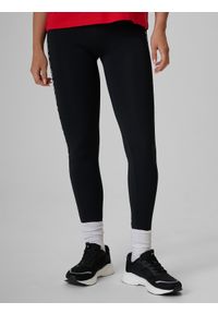 4f - 4F Legginsy kibica damskie - czarne S. Okazja: na co dzień. Kolor: czarny. Materiał: dzianina. Długość: do kostek. Wzór: gładki. Styl: casual, sportowy #2