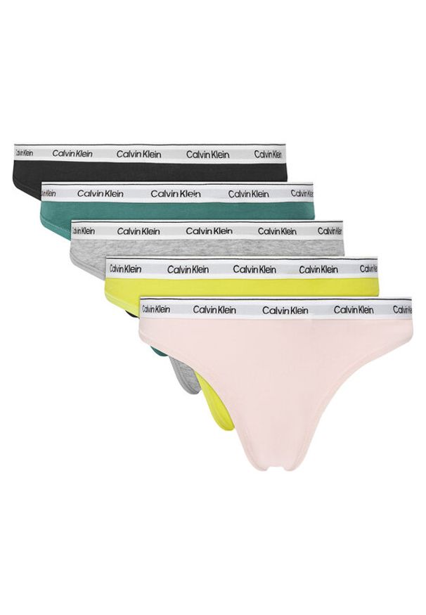 Calvin Klein Underwear Komplet 5 par stringów 000QD5221E Kolorowy. Materiał: bawełna. Wzór: kolorowy