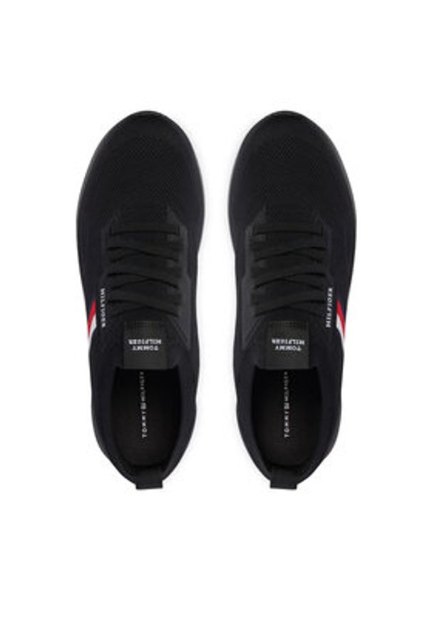 TOMMY HILFIGER - Tommy Hilfiger Sneakersy Lightweight Knitted Runner FM0FM05756 Czarny. Kolor: czarny. Materiał: materiał