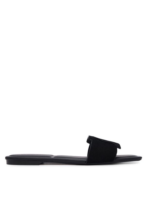Calvin Klein Klapki Square Flat Sndl Embl Suede HW0HW03055 Czarny. Kolor: czarny. Materiał: skóra, zamsz
