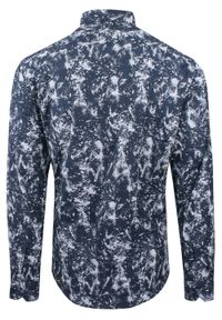 Męska Koszula, Długi Rękaw, Prosty Krój - Rigon - Granat. Kolor: niebieski. Materiał: elastan, bawełna. Długość rękawa: długi rękaw. Długość: długie. Styl: klasyczny, wizytowy #2