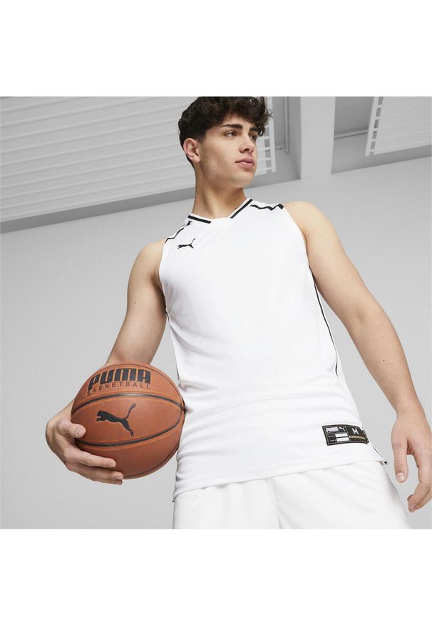 Puma - Męska koszulka do koszykówki Hoops Team PUMA White. Kolor: biały. Sport: koszykówka