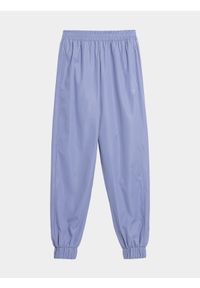 4f - Spodnie tkaninowe joggery damskie. Okazja: na co dzień. Kolor: niebieski. Materiał: tkanina. Styl: casual