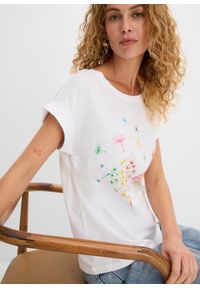 bonprix - T-shirt z nadrukiem z roślinnym motywem. Kolor: biały. Wzór: nadruk #3