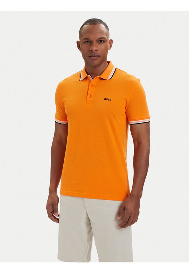 BOSS Polo Paddy 50469055 Pomarańczowy ciemny Regular Fit. Typ kołnierza: polo. Kolor: pomarańczowy. Materiał: bawełna