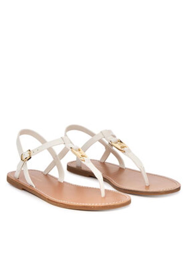 TOMMY HILFIGER - Tommy Hilfiger Sandały Leather Thong Sandal FW0FW09127 Biały. Kolor: biały. Materiał: skóra