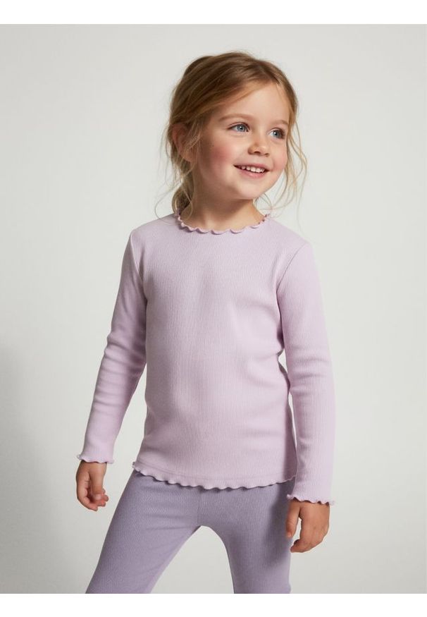 Sinsay - Prążkowana bluzka - fioletowy. Kolor: fioletowy. Materiał: prążkowany