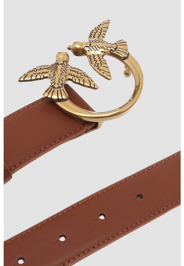 Pinko - PINKO Brązowy pasek Love Berry H3 Belt. Kolor: brązowy