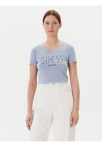 Guess T-Shirt W5YI05 J1314 Niebieski Regular Fit. Kolor: niebieski. Materiał: bawełna