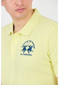 La Martina - LA MARTINA Cytrynowe męskie polo z dużym logo, Rozmiar M. Typ kołnierza: polo. Kolor: żółty