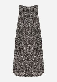 Born2be - Czarna Rozkloszowana Sukienka z Bawełny w Abstrakcyjny Wzór Annivione. Kolor: czarny. Materiał: bawełna. Długość rękawa: na ramiączkach. Styl: elegancki, klasyczny #7