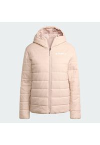 Adidas - Kurtka z kapturem z ociepleniem Terrex Multi Essentials CLIMAWARM. Typ kołnierza: kaptur. Kolor: beżowy, biały, wielokolorowy. Materiał: puch. Technologia: ClimaWarm (Adidas). Sport: turystyka piesza #2